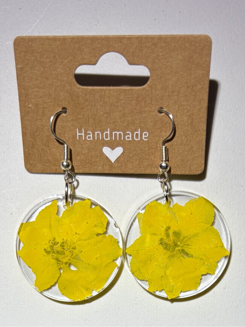 Handmade Yellow Floral Resin Drop Earrings